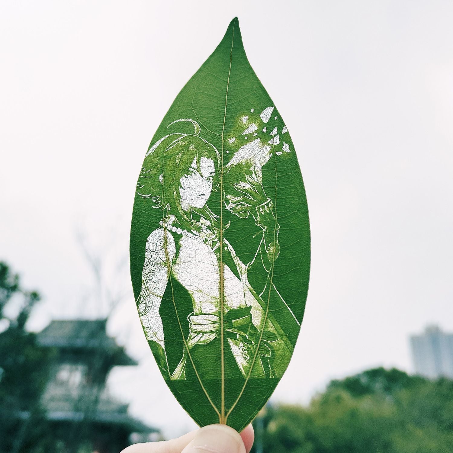 Genshin Impact | Eternal Teyvat Carved Natural Leaf Art Xiao
