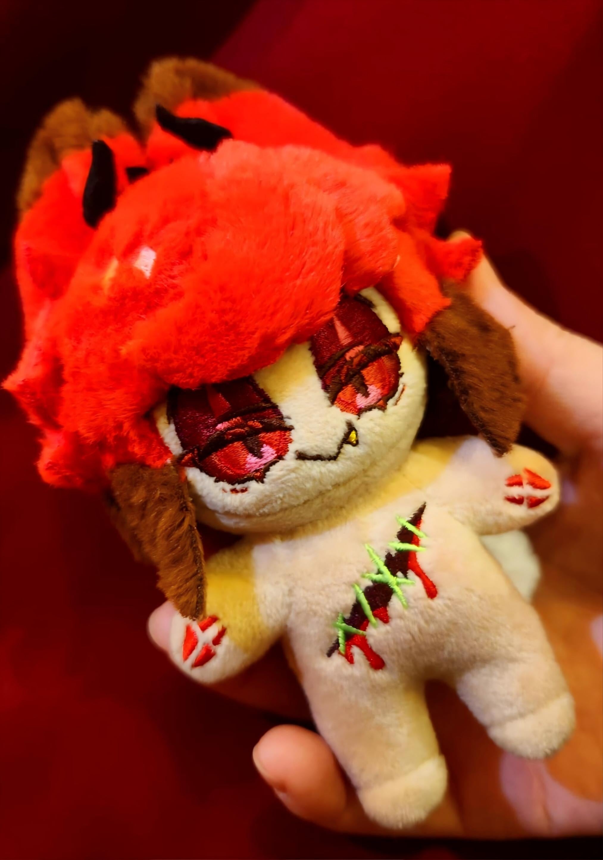 Hazbin Hotel Alastor plush doll (10cm/4"). Soft, collectible Radio Demon character toy perfect for fans. Premium quality, detailed design.