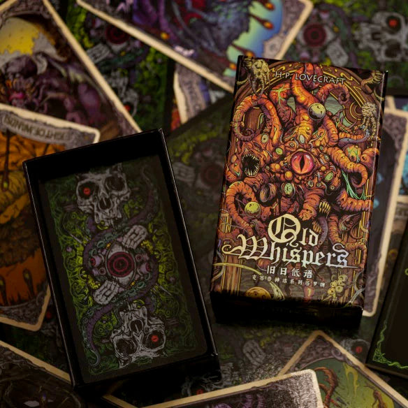 Whispers of the Old Ones | Cthulhu Mythos Tarot Deck & Collector's Artifacts Standard Tarot Deck (Green Edge) + Velvet Pouch
