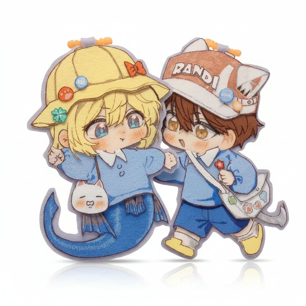The Fallen Merman Lanbo and Bai Chunian felt keychain charms - image 1
