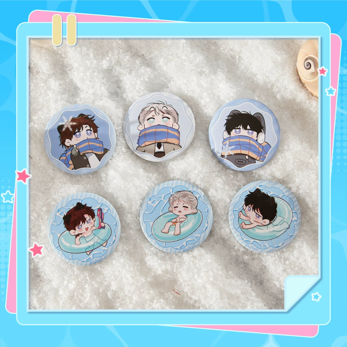 I Became a First-Class Guide six Summer and winter chibi mini badges