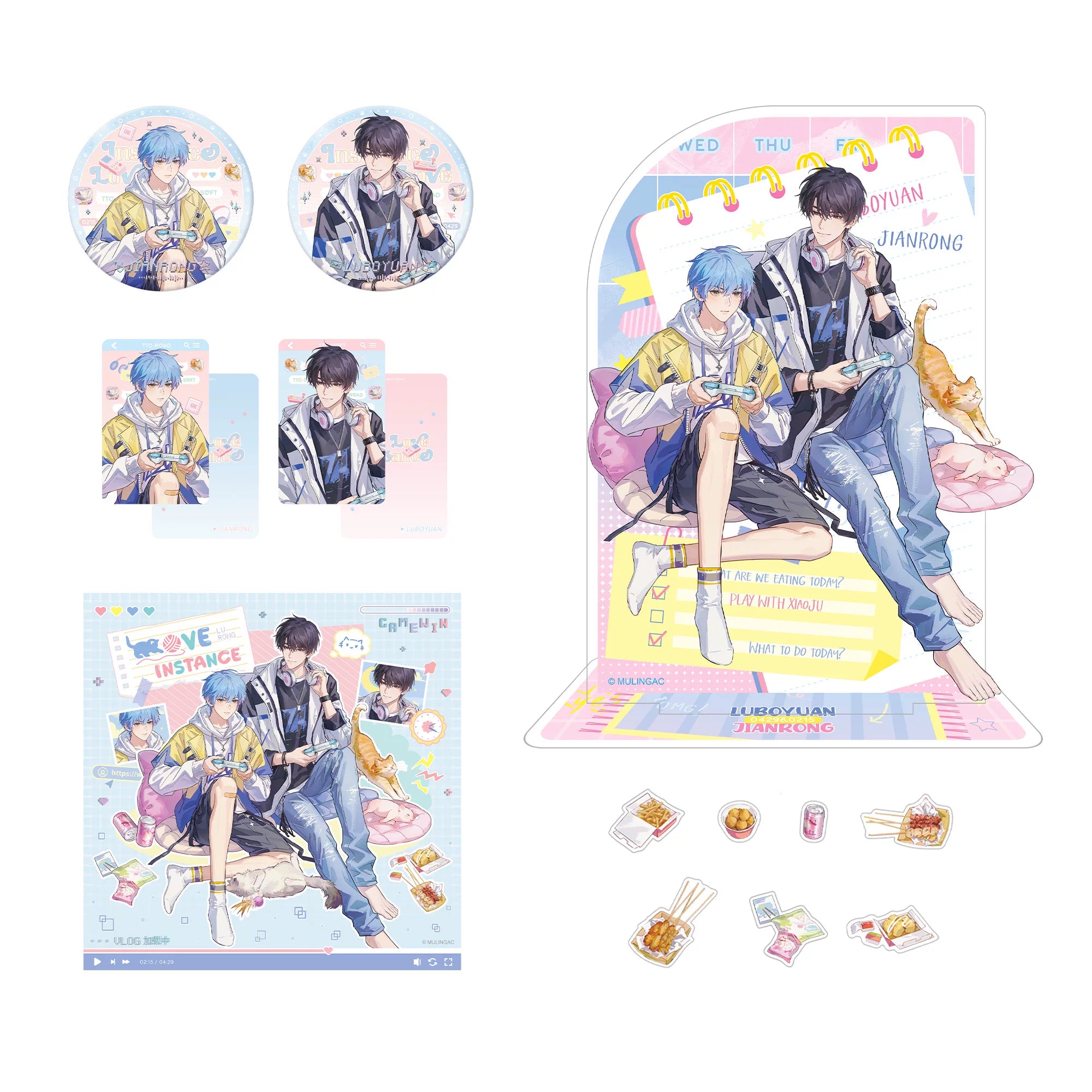 Love Instance shikishi cards badges and acrylic stand collection