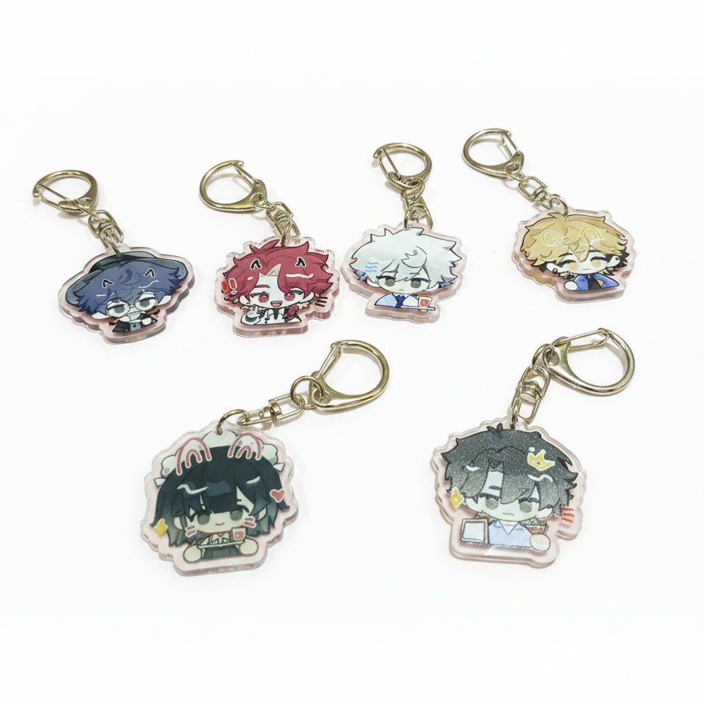 Fan-made Link Click acrylic keychain set with six chibi character designs