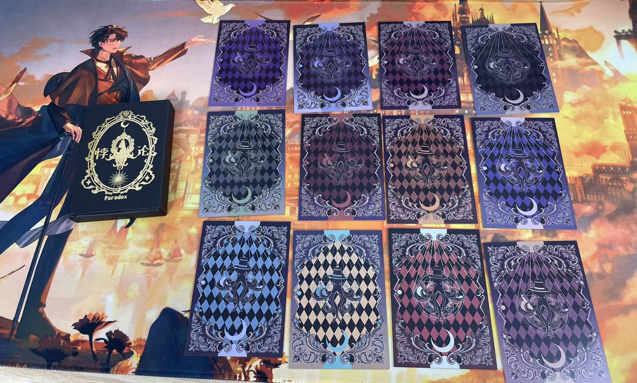 Lord of the Mysteries Paradox Starry Raven tarot card set card backs and black box full layout