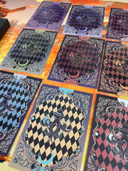 Lord of the Mysteries Paradox Starry Raven tarot card set assorted card back pattern angle view