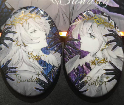 HSR Robin and Sunday Art Print Set Pin Back Buttons Prints Honkai Star Rail