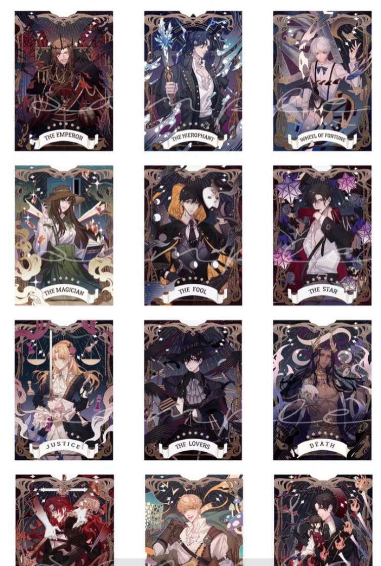 Lord of the Mysteries Paradox Starry Raven tarot card set individual card artwork preview sheet