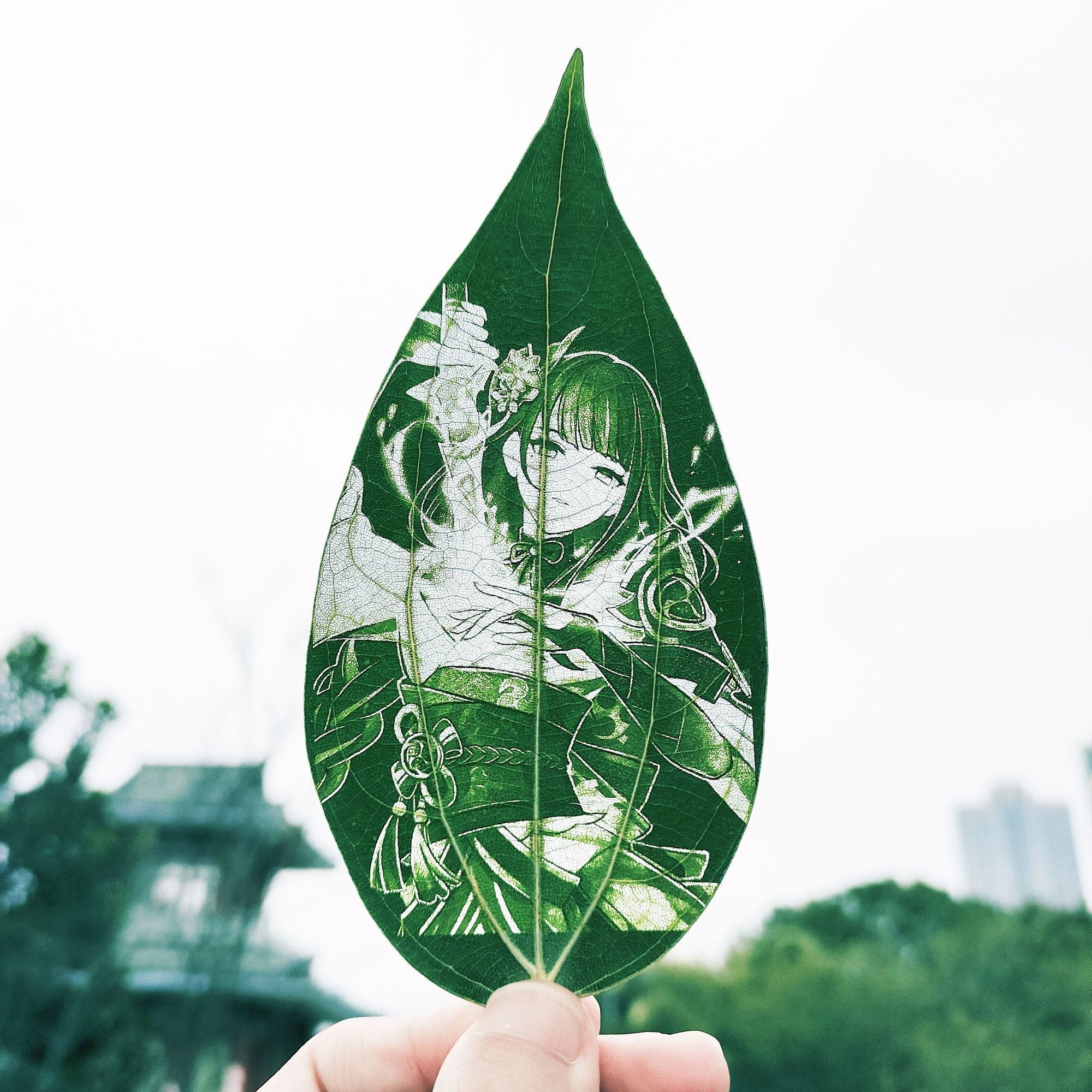 Genshin Impact | Eternal Teyvat Carved Natural Leaf Art Raiden Shogun