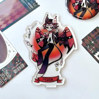 Hazbin Hotel Husk Acrylic Standee - 6 Inch (15cm) Anime Desk Decor.