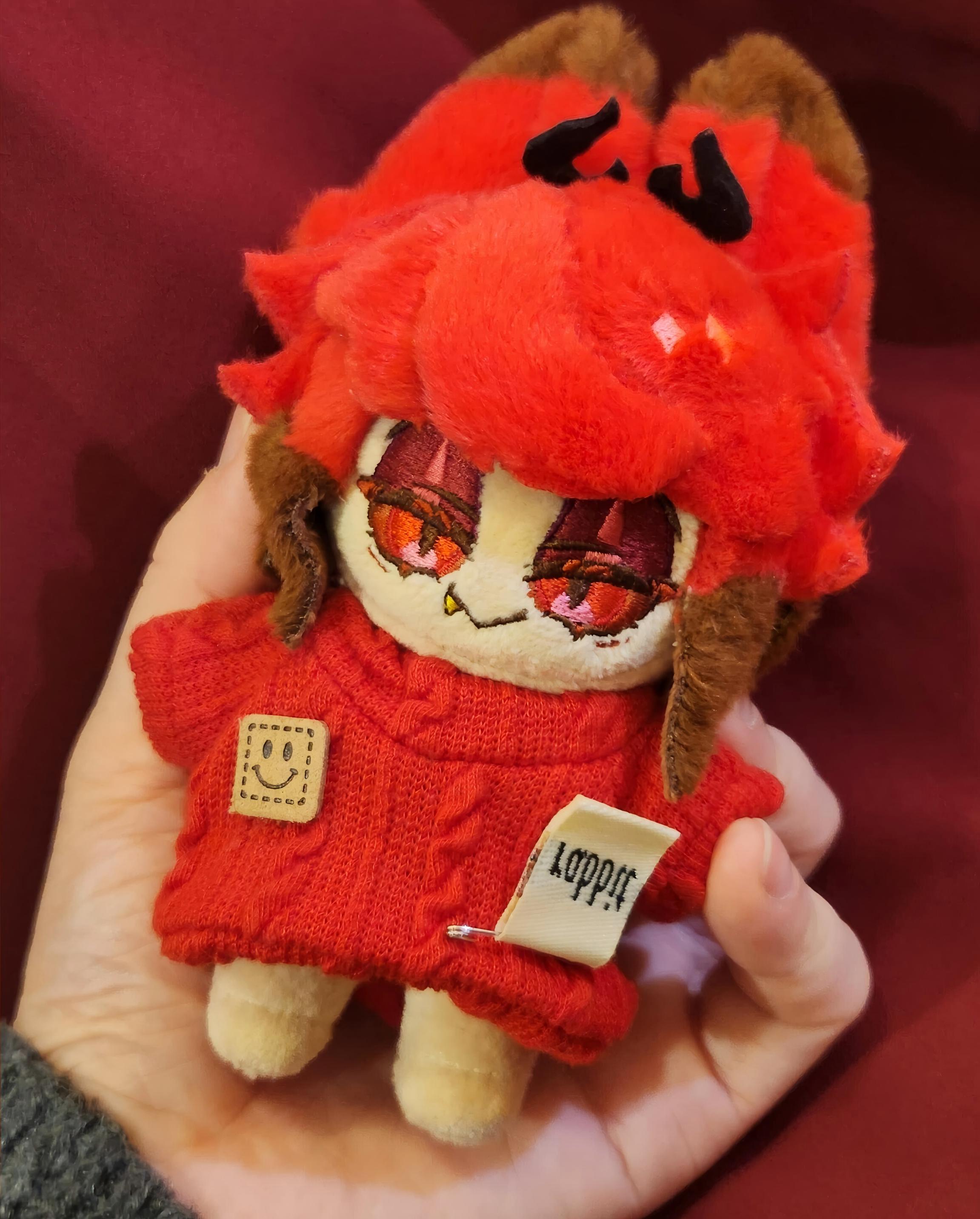 Hazbin Hotel Alastor plush doll (10cm/4"). Soft, collectible Radio Demon character toy perfect for fans. Premium quality, detailed design.