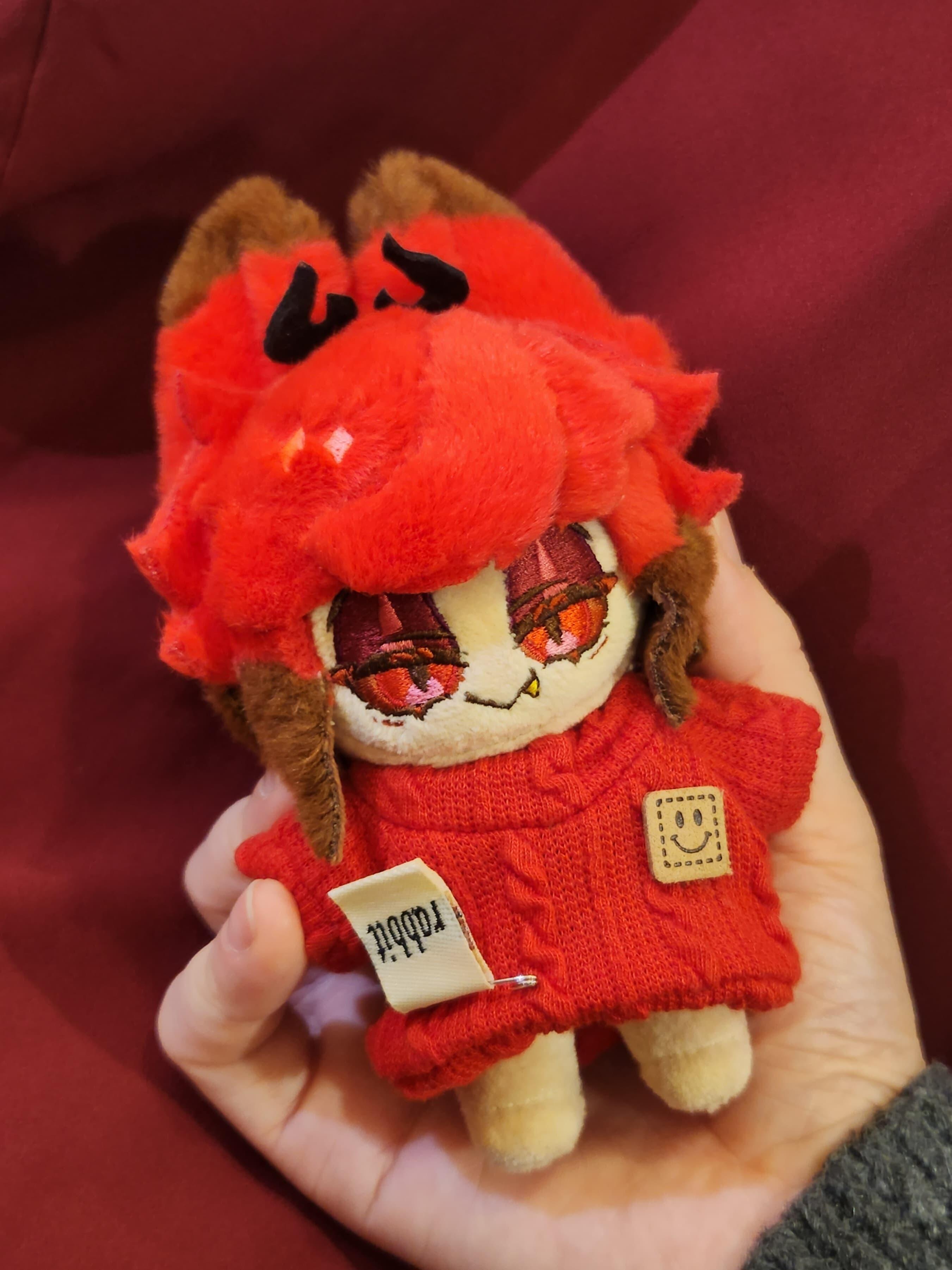 Hazbin Hotel Alastor plush doll (10cm/4"). Soft, collectible Radio Demon character toy perfect for fans. Premium quality, detailed design. 