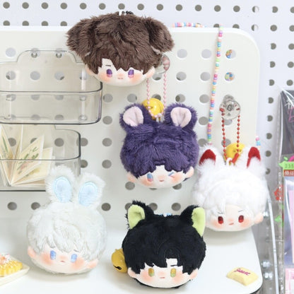 Love and Deepspace mini plush keychain. 5cm (2")  with exquisite embroidery, soft plush, and metal clasp. Choose from Xavier, Zayne, Rafayel, Sylus, or Caleb."