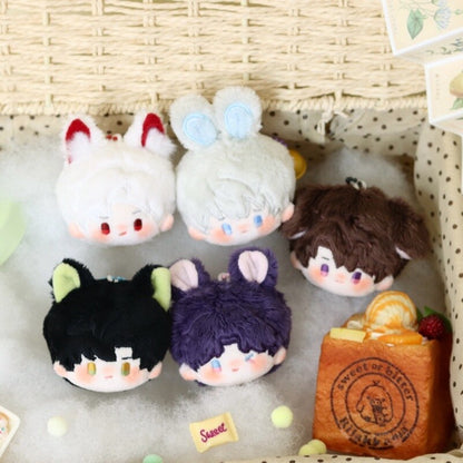 Love and Deepspace mini plush keychain. 5cm (2")  with exquisite embroidery, soft plush, and metal clasp. Choose from Xavier, Zayne, Rafayel, Sylus, or Caleb."