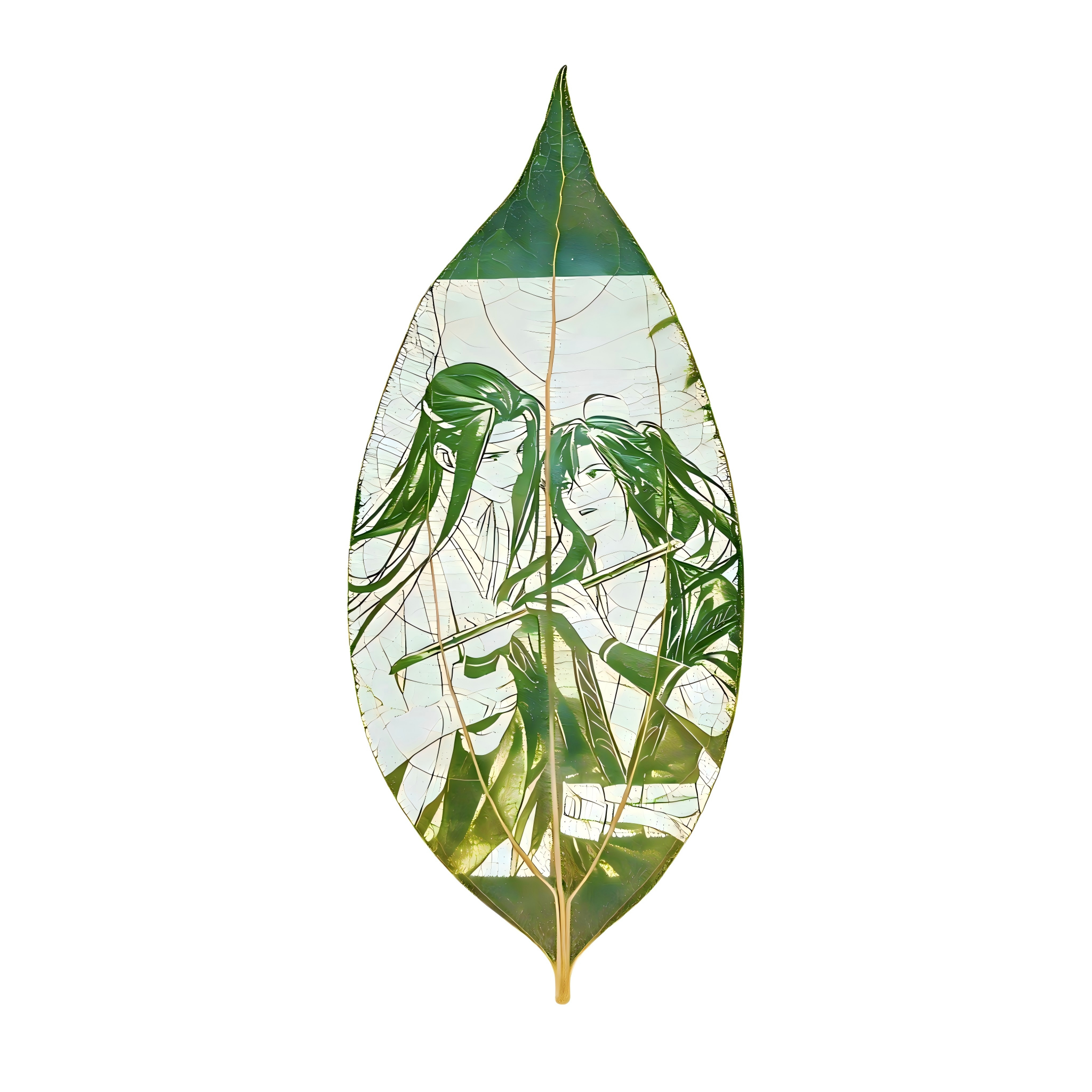 Mo Dao Zu Shi | Wei Wuxian & Lan Wangji Carved Natural Leaf Art Style One