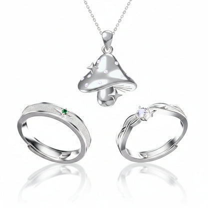 Little Mushroom novel-inspired couple ring and necklace image 1