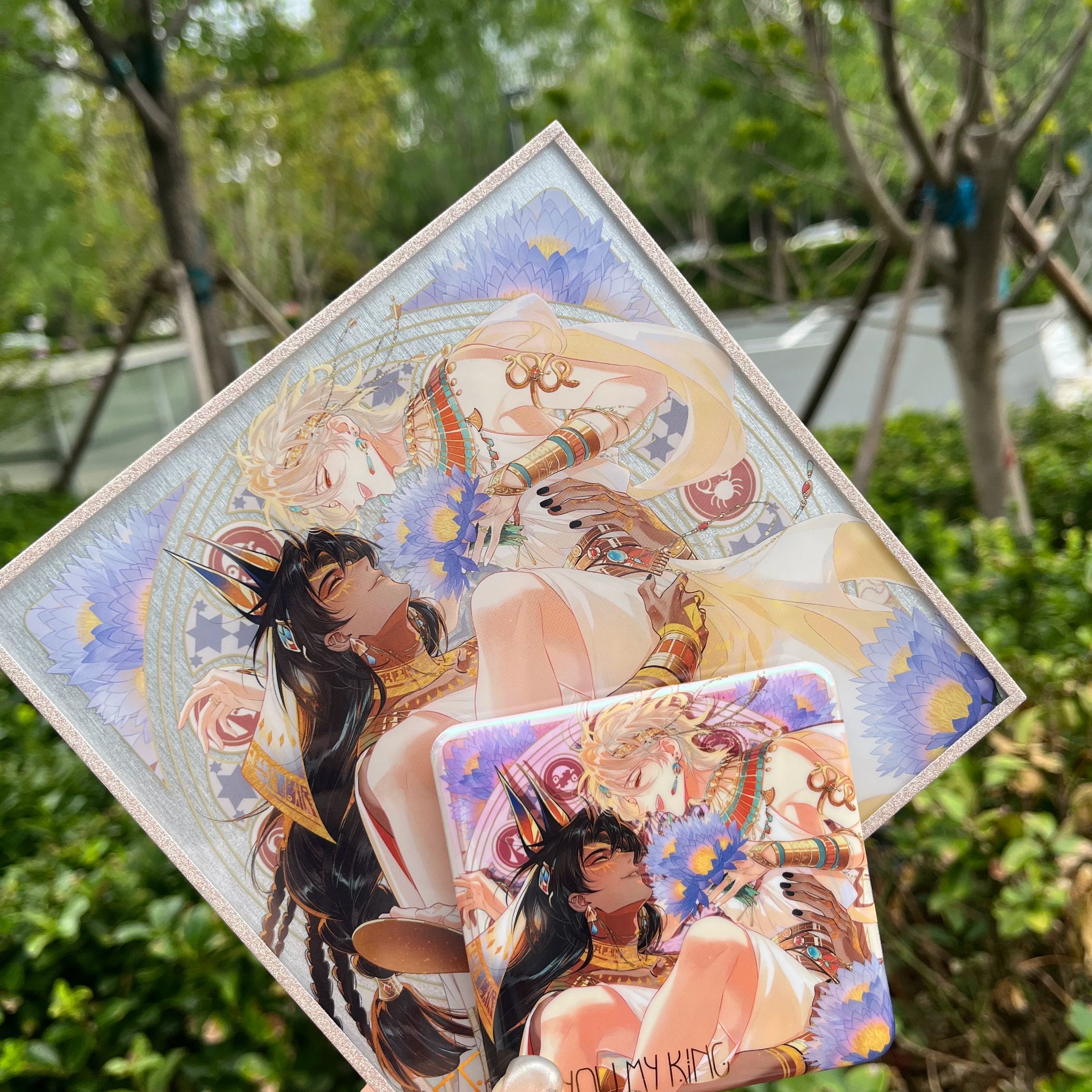 See You, My King Love Vow art card and square badge lifestyle display