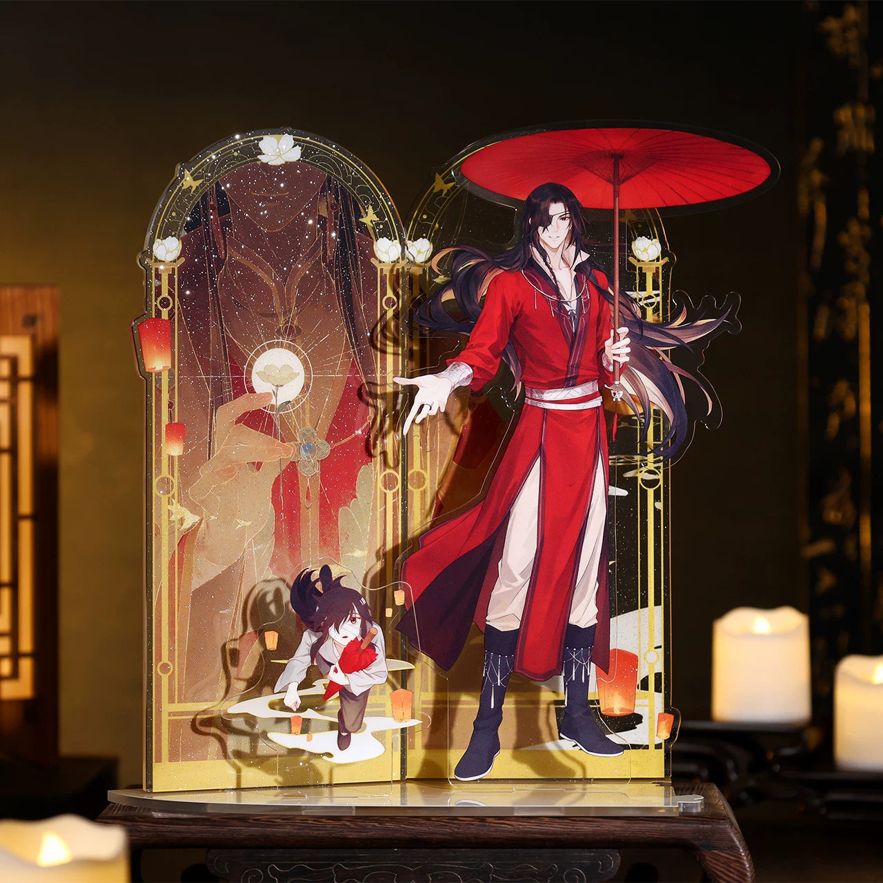 Official Heaven Official's Blessing (TGCF) acrylic stand. Premium collectible featuring dynamic liquid glitter design. 