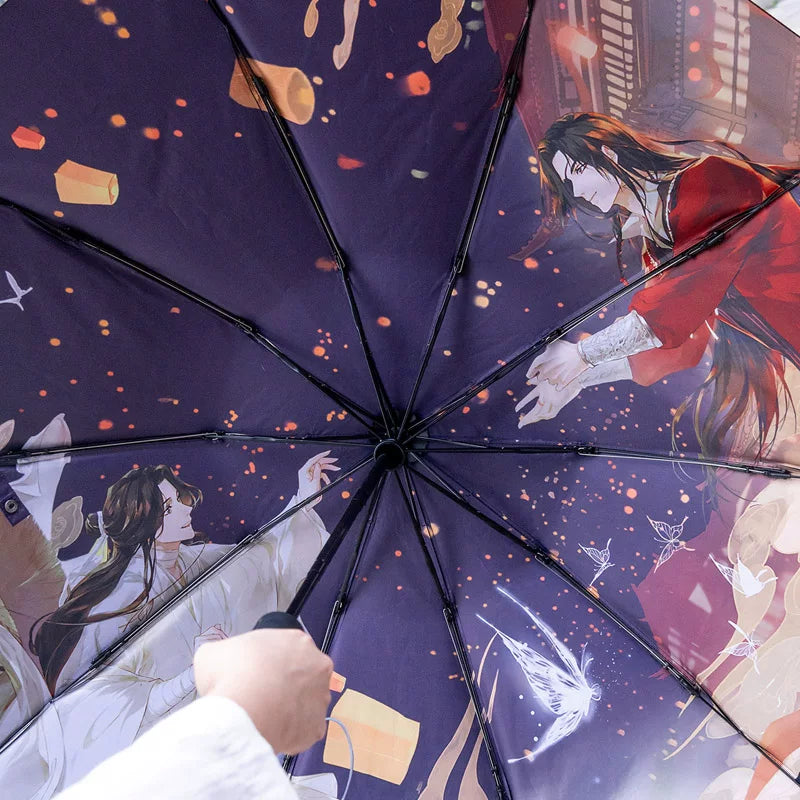 Official TGCF LED lighting umbrella with automatic open/close, UV protection. Premium Heaven Official's Blessing collectible with illuminated design. 