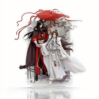 Official TGCF Heaven Official's Blessing quicksand block acrylic stand from Return Through Snow series. Collectible featuring dynamic liquid glitter effect.