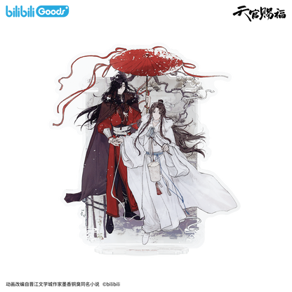 Official TGCF Heaven Official's Blessing quicksand block acrylic stand from Return Through Snow series. Collectible featuring dynamic liquid glitter effect.