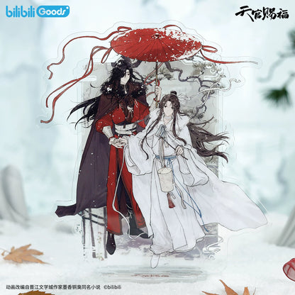 Official TGCF Heaven Official's Blessing quicksand block acrylic stand from Return Through Snow series. Collectible featuring dynamic liquid glitter effect.