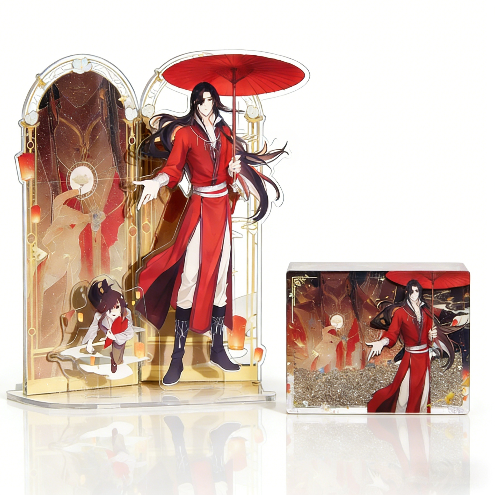 Official Heaven Official's Blessing (TGCF) translucent quicksand ornament acrylic stand. Premium collectible featuring dynamic liquid glitter design. 