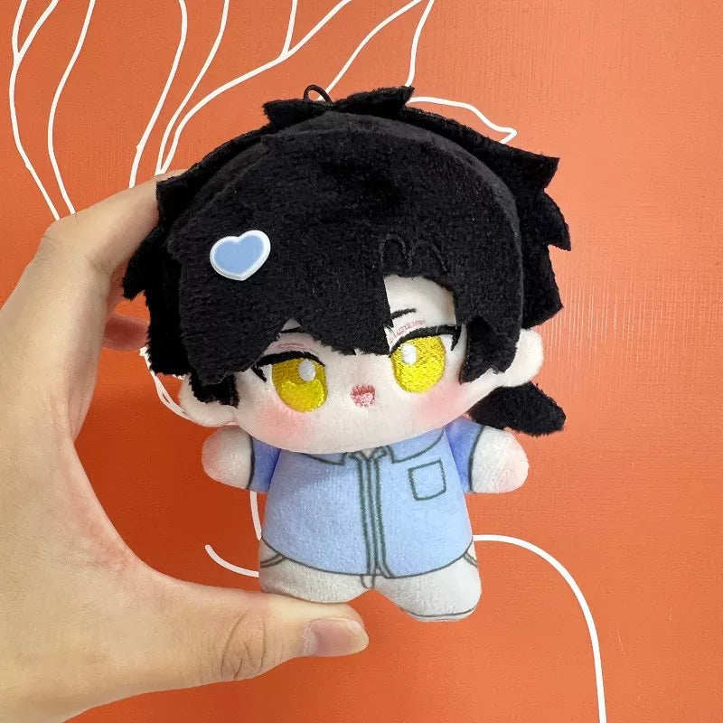 Cheng Xiaoshi printed cotton doll with yellow embroidered eyes and blue outfit