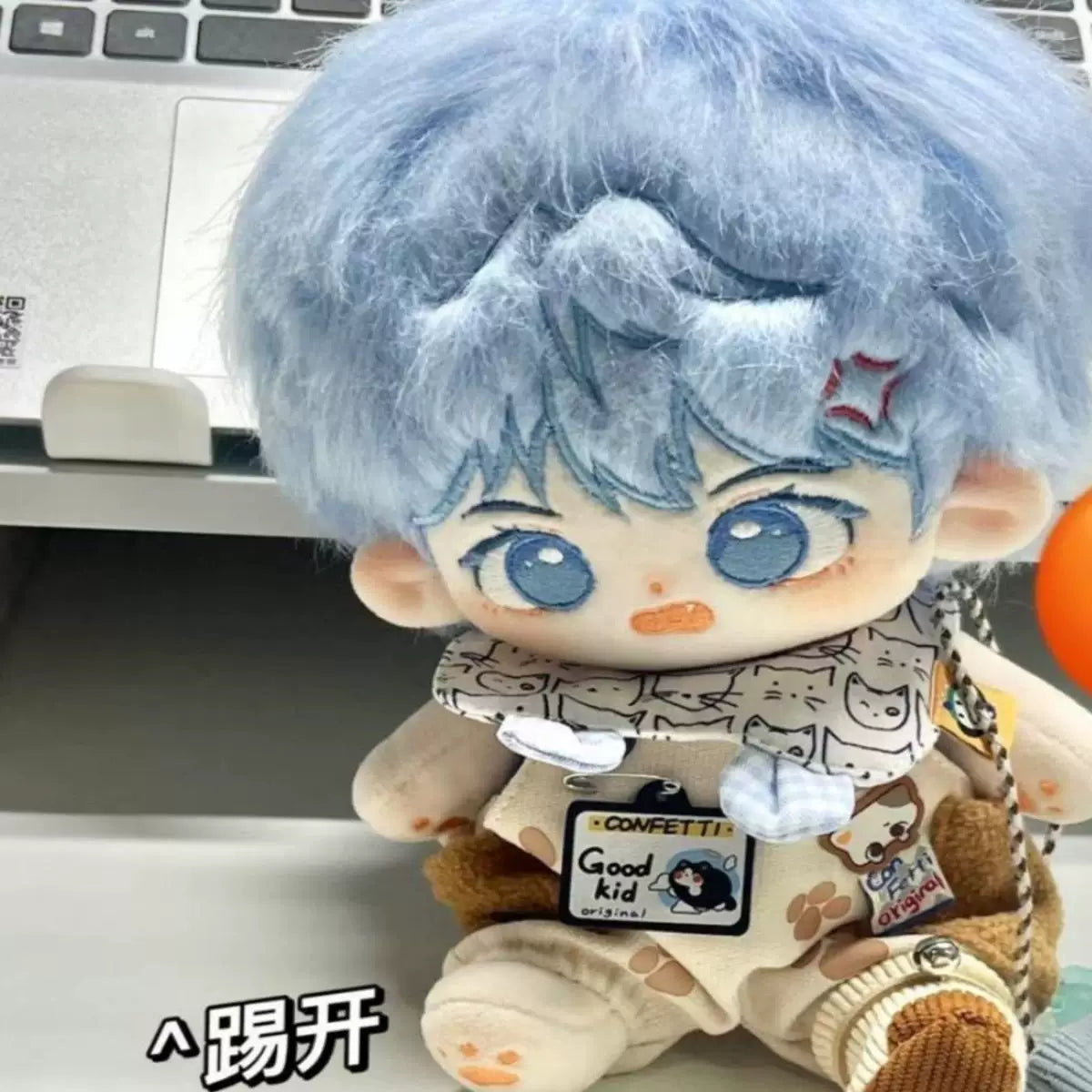 I Can Do It cotton doll embroidered face and blue hair detail