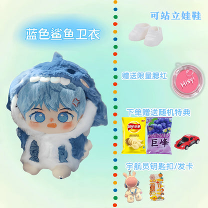 I Can Do It cotton doll in blue shark hoodie