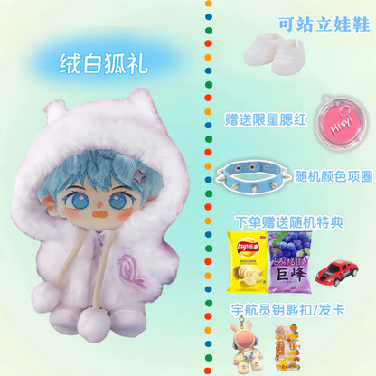 I Can Do It cotton doll in white fox hooded outfit