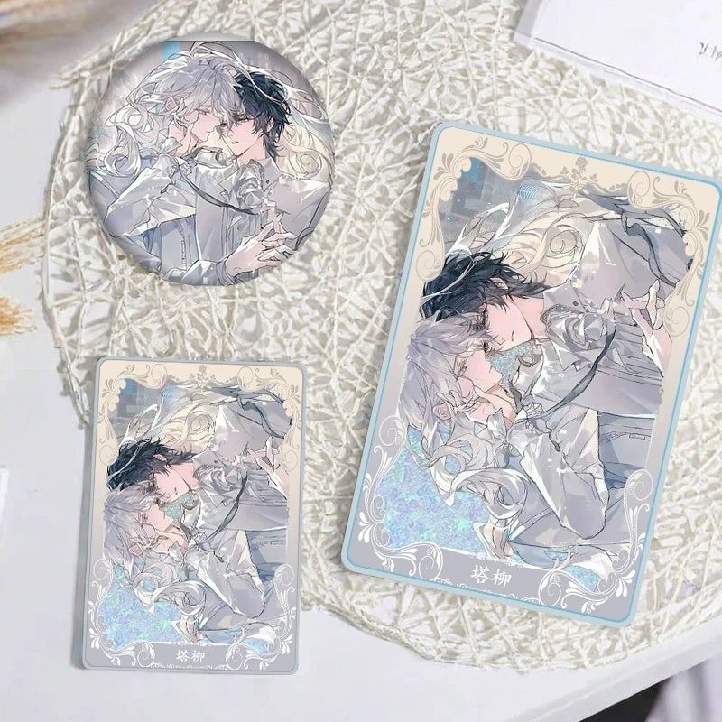 Bai Liu and Xie Ta badge with two acrylic block sizes
