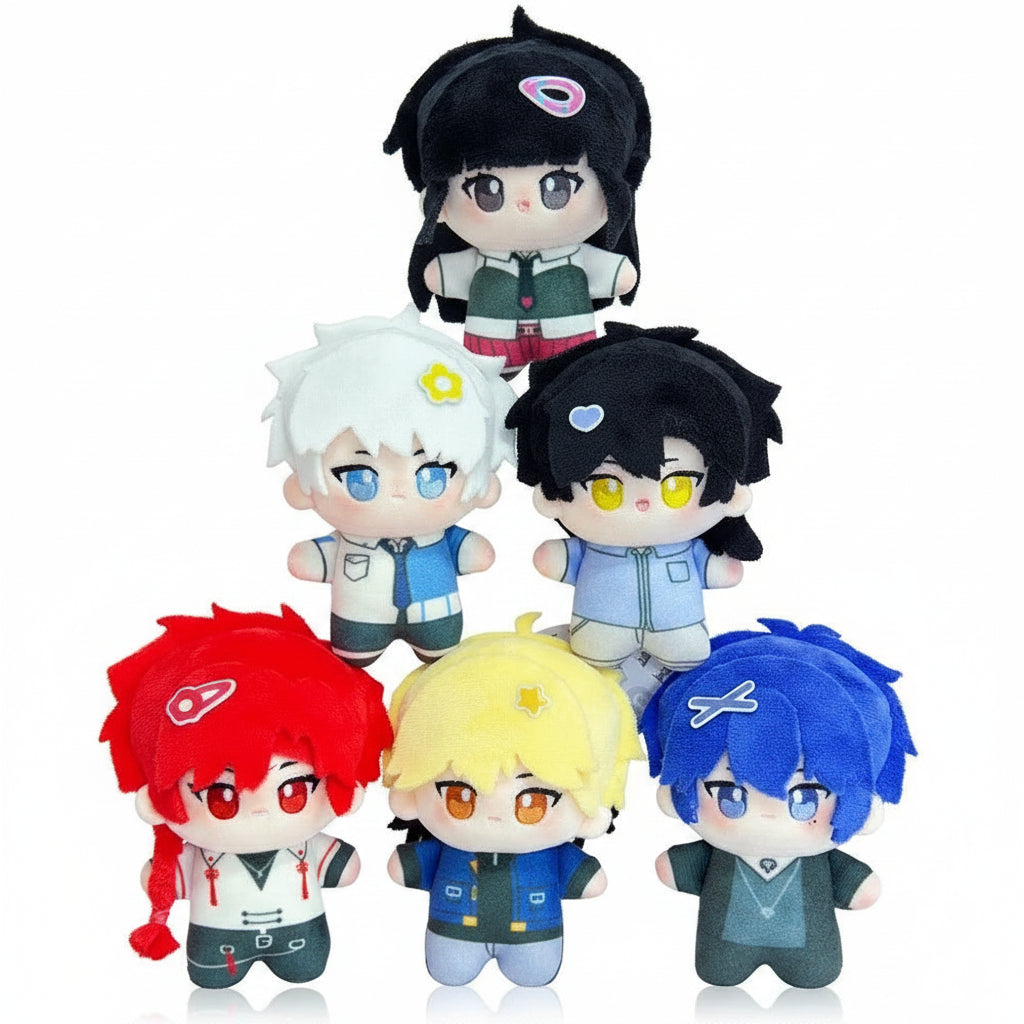 Fan-made Link Click six-character 3.9-inch printed cotton doll lineup