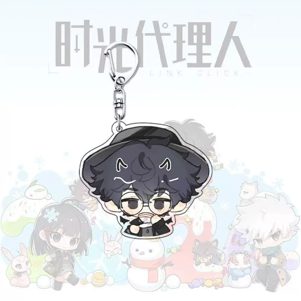 Liu Xiao chibi acrylic keychain with glasses and cup design
