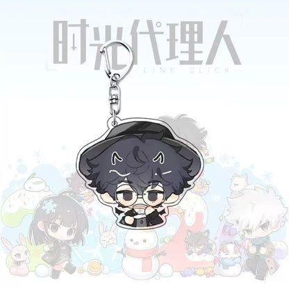 Liu Xiao chibi acrylic keychain with glasses and cup design
