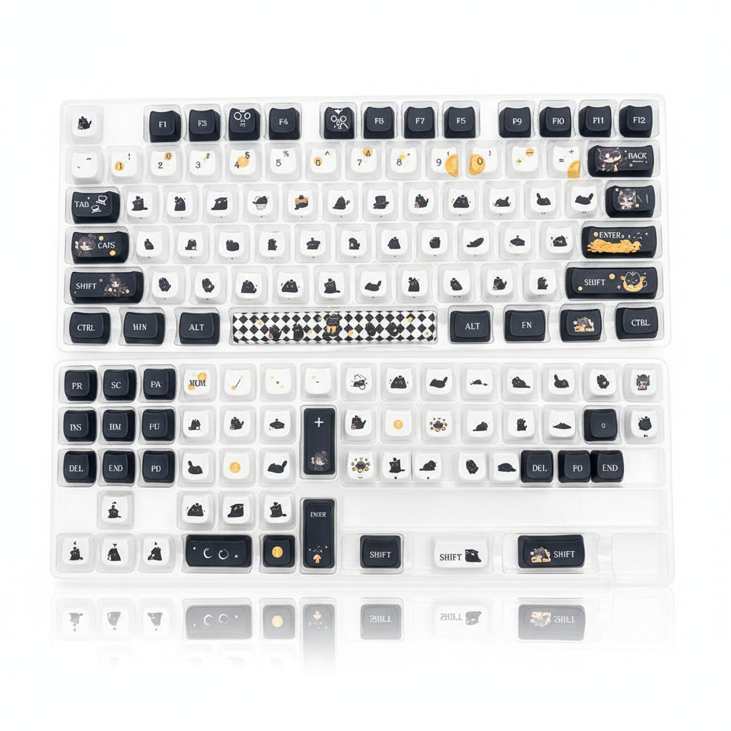Klein Cat 130-key keycap set in package trays