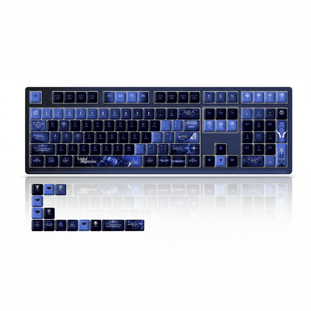 Lord of the Mysteries tarot theme keycap set overview in blue and white