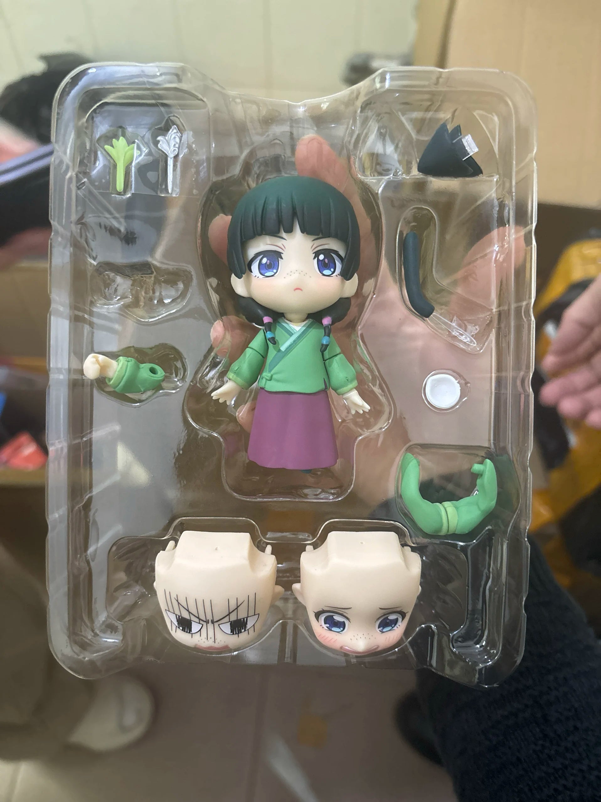 Maomao posable chibi figure tray with interchangeable face parts hands and accessories