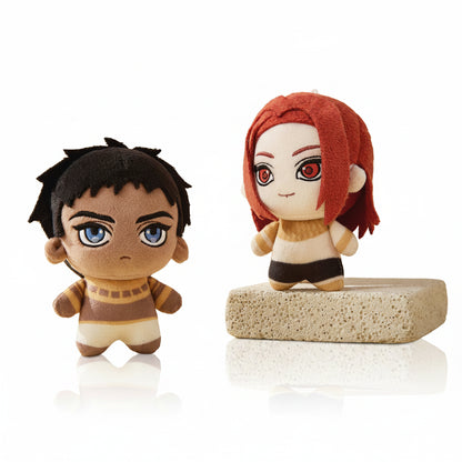 Official ENNEAD Horus and Seth plush charm set on white background