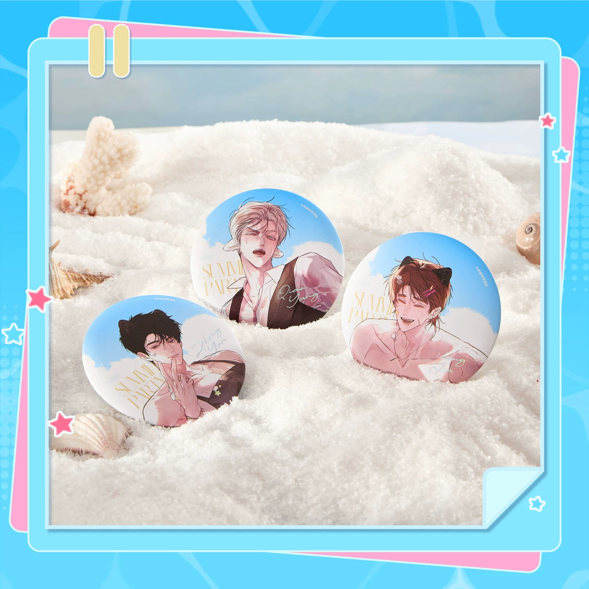 Official I Became a First-Class Guide Summer three-character badge set