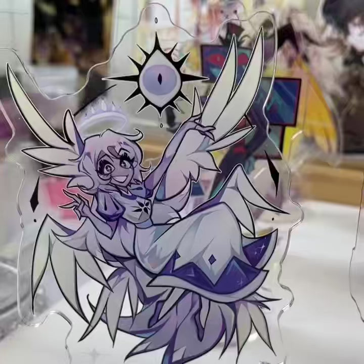 Hazbin Hotel character standees set featuring 6 premium 15cm acrylic figures. High-quality collectible display pieces perfect for fans. 