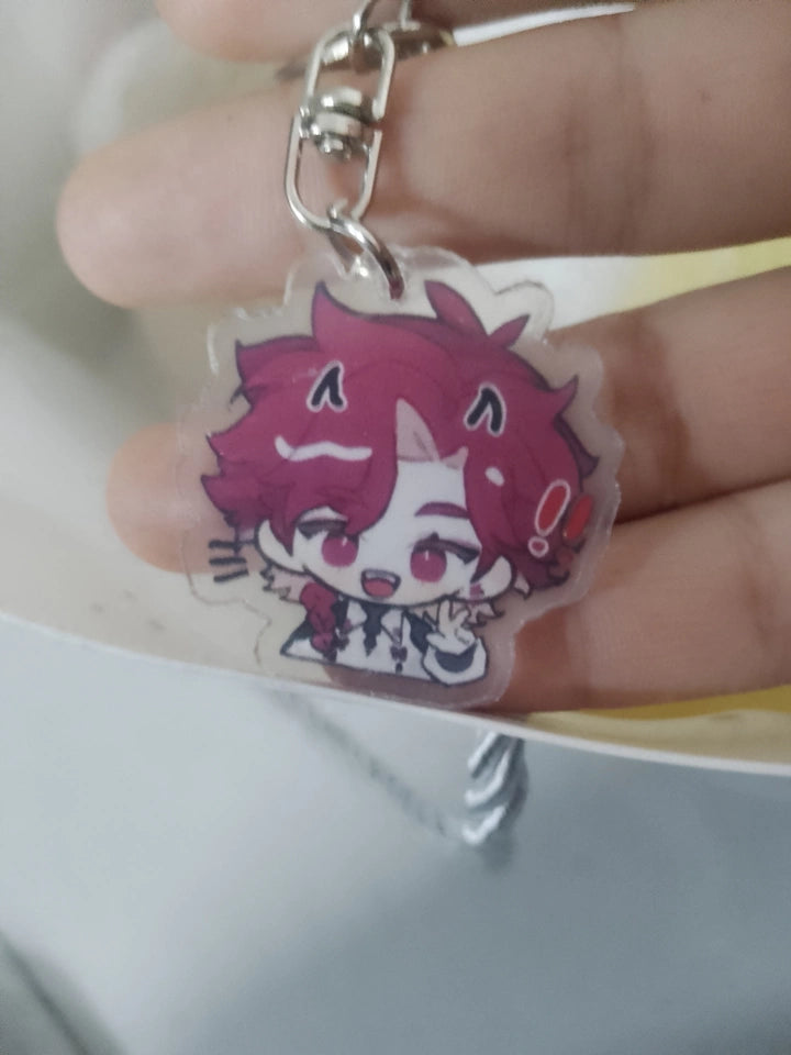 Handheld VEIN acrylic keychain size and clear edge reference