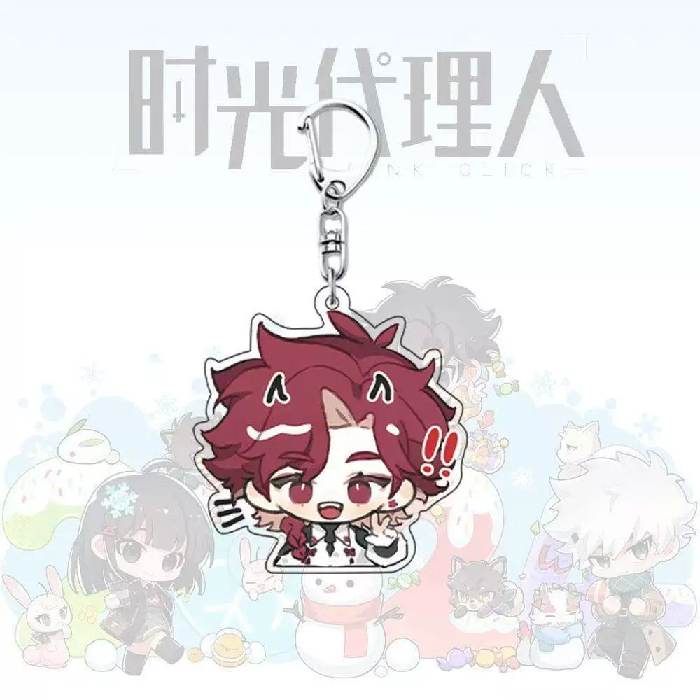 VEIN chibi acrylic keychain with red hair character design