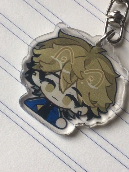 Xia Fei acrylic charm print and metal swivel clasp close-up