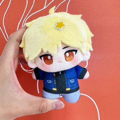 Xia Fei printed cotton doll with yellow hair and blue vest